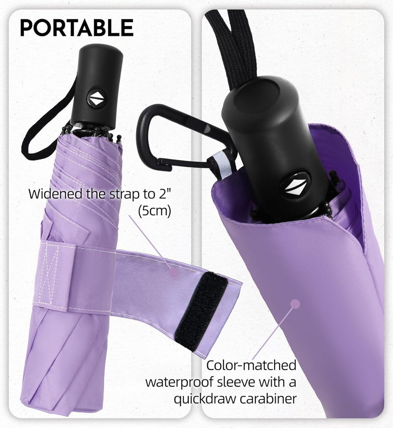 Lilac Compact Travel Windproof Umbrella, 43" Auto open/close Folding Quick Dry Umbrellas for Rain, Lightweight Portable Small for Backpack Car, Thoughtful Gift for Women Men Kids, TSA Approved - Image 4